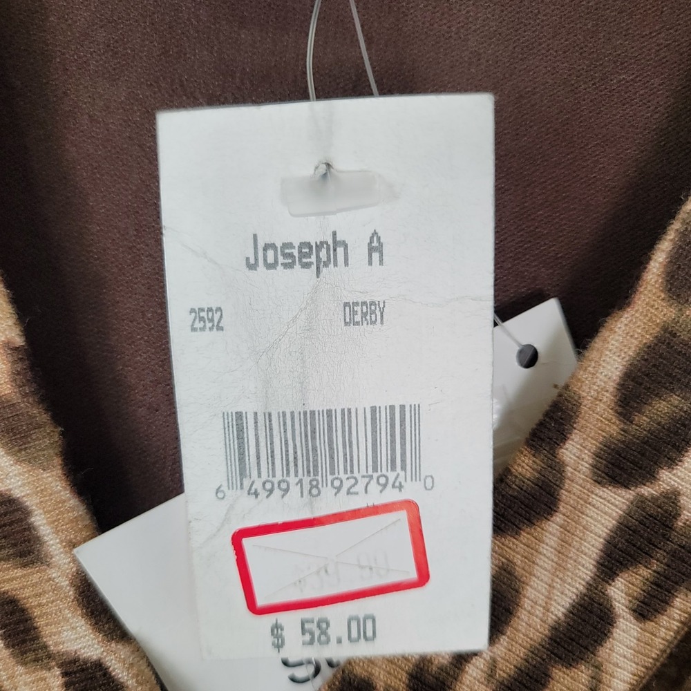 NWT JOSEPH A WOMEN'S TOP MEDIUM BROWN LEOPARD TRIM LONG SLEEVE KNIT BLOUSE NEW - Picture 5 of 16